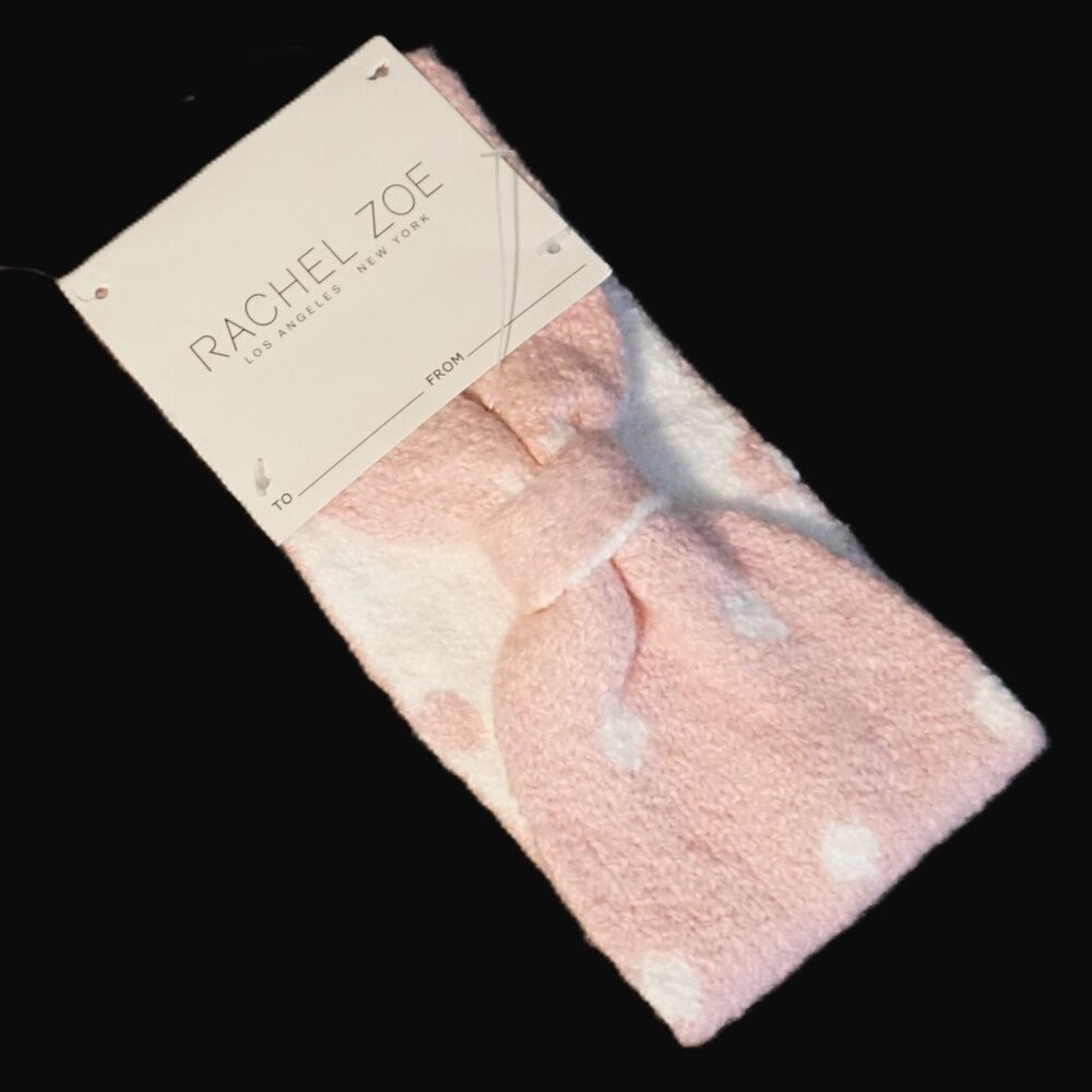 Rachel Zoe Pink and White Polka Dot Soft Stretchy Reversible Headband
